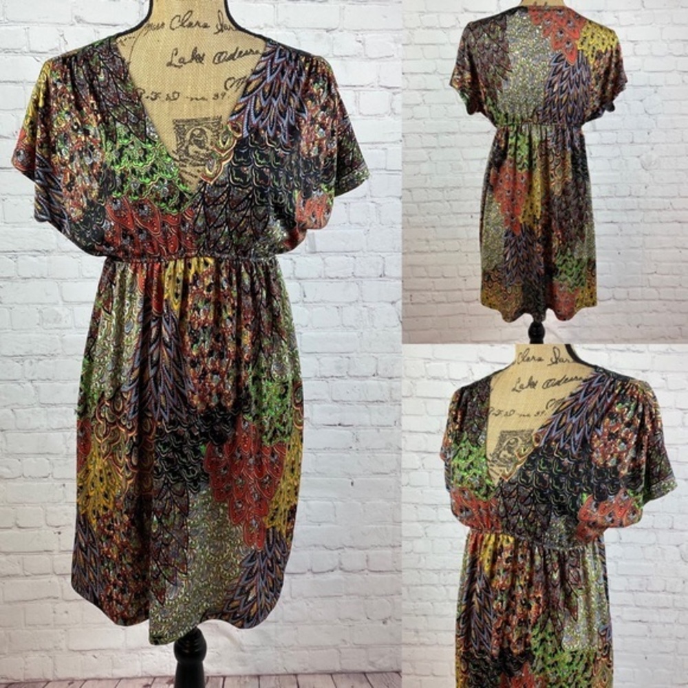 Hypnotized Colorful Boho Kimono Sleeve Dress